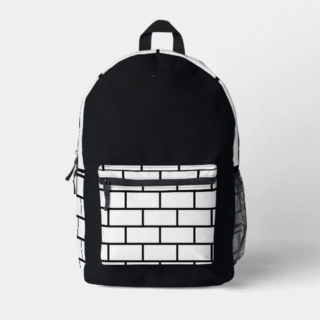 Sac À Dos Imprimé Black & White Brick Wall Urban Backpack (Recto)