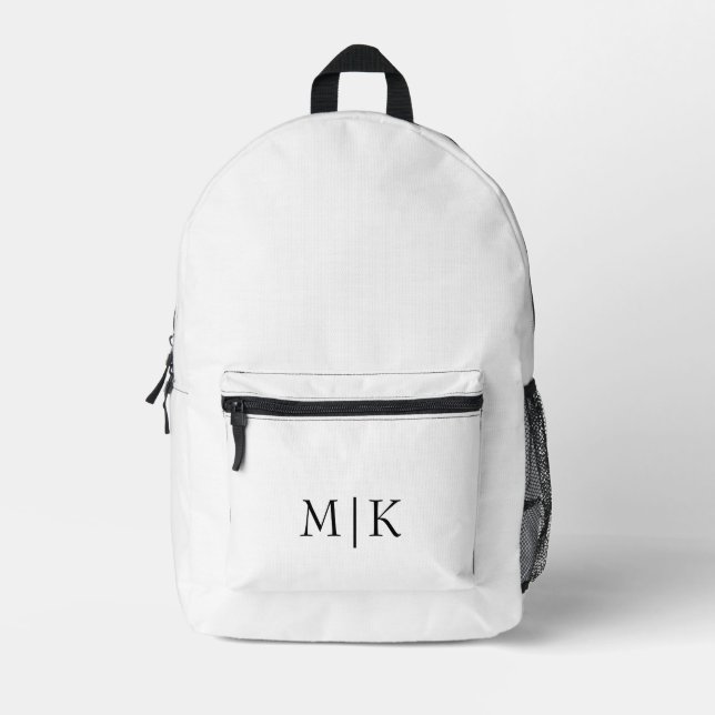 Sac À Dos Imprimé Blanc et noir | Monogramme moderne (Recto)