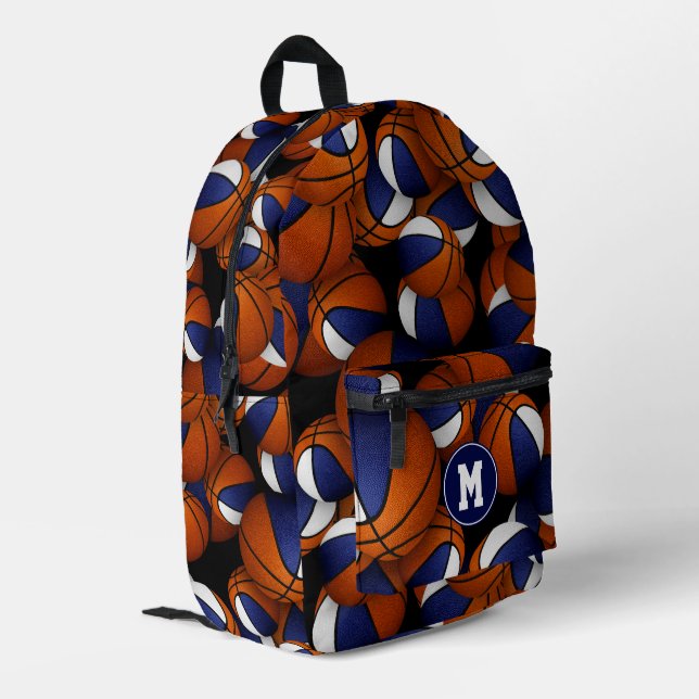 Sac À Dos Imprimé bleu blanc équipe couleurs basketballs motif (Coin arrière gauche)