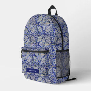 Sac À Dos Imprimé Bleu & Blanc Méditerranéen Vintage motif floral