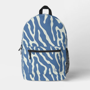 Sac À Dos Imprimé Bleu et crème Moderne Abstrait Wavy Lines Motif
