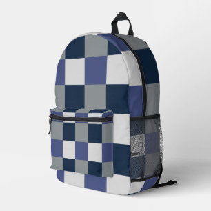 Sac À Dos Imprimé Bleu marine gris blanc damier à carreaux