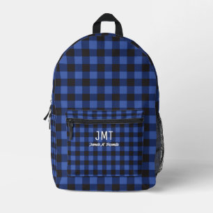 Sac À Dos Imprimé Bleu Monogramme Buffalo Plaid