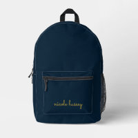 Bleu Nuit Or Script  | Monogramme Moderne Élégant