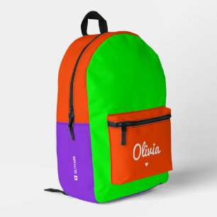 Sac À Dos Imprimé Bloc de couleur élégant orange violet néon vert