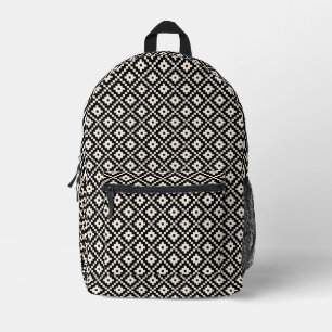 Sac À Dos Imprimé Bloc de style aztèque Imprimer noir+Motif de crème
