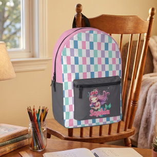 Sac À Dos Imprimé Blocs de sirène motif nom rose 