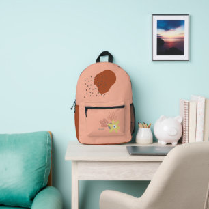Sac À Dos Imprimé Boho Floral Apricot Nom personnalisé