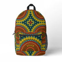Boho Hippie Rouge Jaune Bleu Vintage Tribal Ethnie