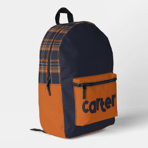 Sac À Dos Imprimé Bois rustique Plaid bleu et orange
