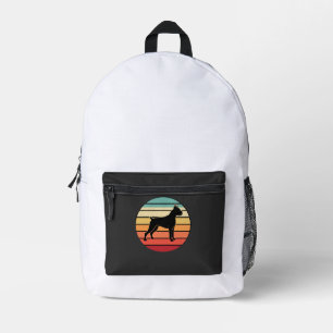 Sac À Dos Imprimé Boîte Rétro Vintage Chien Boxer Silhouette Coucher