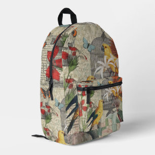Sac À Dos Imprimé Botanique Vintage Oiseaux Nature Tropical Antique
