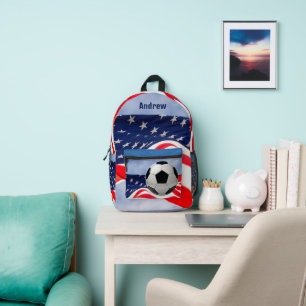 Sac À Dos Imprimé Boule de soccer avec drapeau Rouge Blanc Bleu