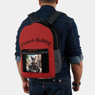 Sac À Dos Imprimé Bouledogue français moto Fête des pères Bulldog