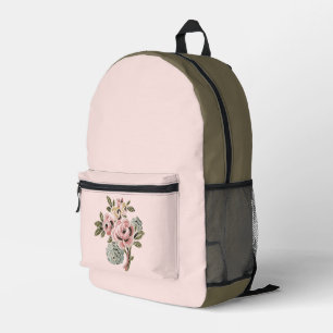 Sac À Dos Imprimé Bouquet Floral Botanique de Rose Rose Vintage