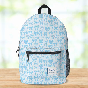 Sac À Dos Imprimé Bow à coquette bleu doux avec nom
