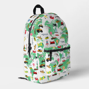 Sac À Dos Imprimé Boys Girls World Map Véhicules
