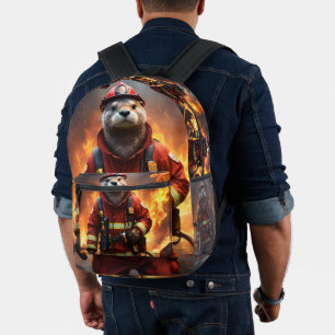 Sac À Dos Imprimé **"Bravoure éclatante : Le pompier Otter"**
