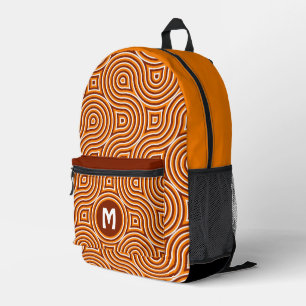 Sac À Dos Imprimé Bright Orange foncé Brown blanc Motif du Milieu de