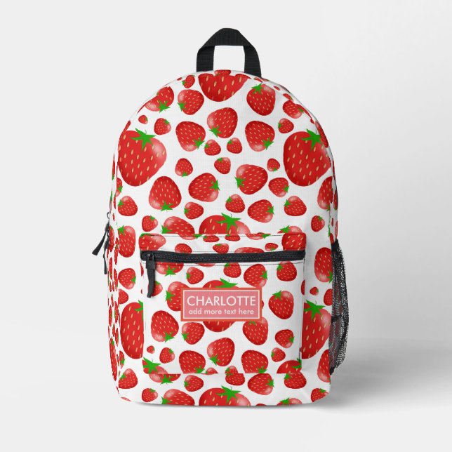 Sac À Dos Imprimé Bright Red Strawberry Motif sans fil (Recto)