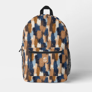 Sac À Dos Imprimé Brosses Abstraites en bleu, blanc et Brown (2)