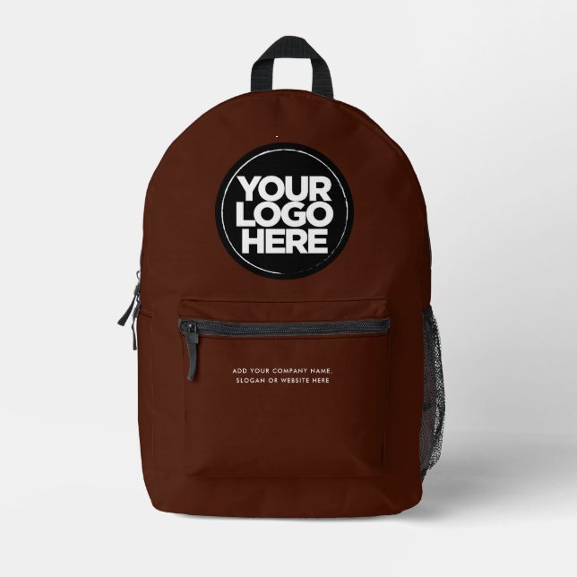 Sac À Dos Imprimé Brun | Logo et texte personnalisés (Recto)