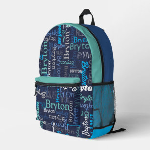 Sac À Dos Imprimé Bryton nom personnalisé bleu foncé cyan aqua