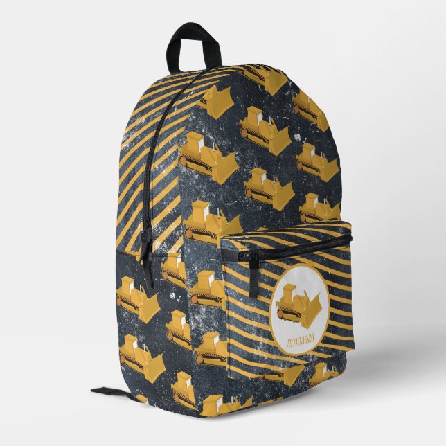 Sac À Dos Imprimé Bulldozer Construction Camion Garçons Nom personna (Coin arrière gauche)