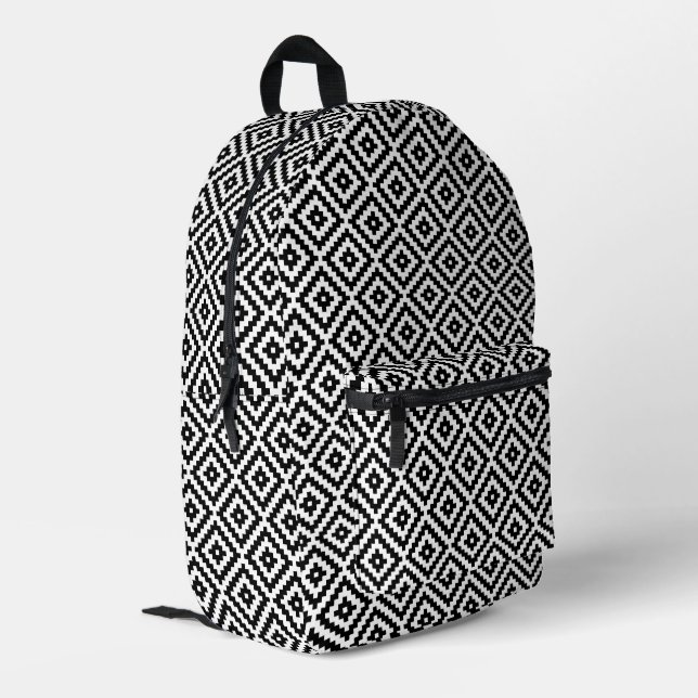 Sac À Dos Imprimé BW Motif bloc symbole Aztec (Coin arrière gauche)