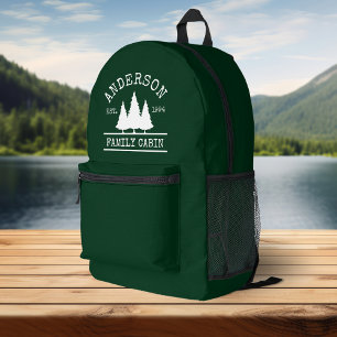 Sac À Dos Imprimé Cabine Nom de famille Forêt verte avec pins