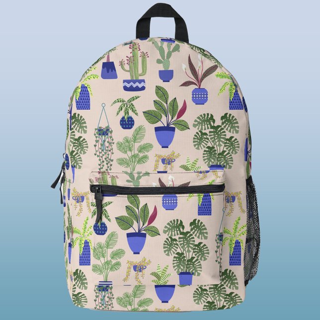 Sac À Dos Imprimé Cactus Succulent Houseplant (Cactus, succulent and houseplant pattern blush pink backpack)