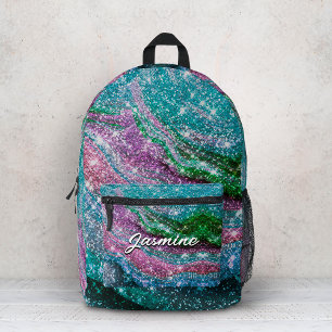 Sac À Dos Imprimé Cahier à monogramme pailleté bleu violet ondulé fa