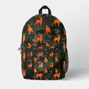 Sac À Dos Imprimé Caméra Noir Et Gris Avec Cerf Orange
