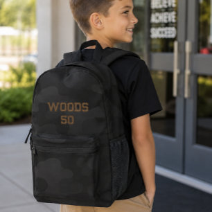 Sac À Dos Imprimé Camo élégant noir profond charbon de bois Person