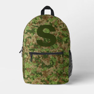 Sac À Dos Imprimé Camouflage Vert Marron Paillettes Camo Monogramme 