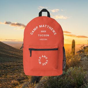 Sac À Dos Imprimé Camping familial Voyage Burnt Orange Crest