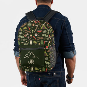 Sac À Dos Imprimé Camping Randonnée Motif de Monogramme de Camping