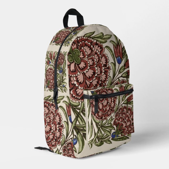Sac À Dos Imprimé Carnation Carrelage Fleur Antique Art Rustique (Coin arrière gauche)