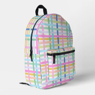 Sac À Dos Imprimé Carreaux Arc-en-ciel Clair - Gingham Maximaliste F