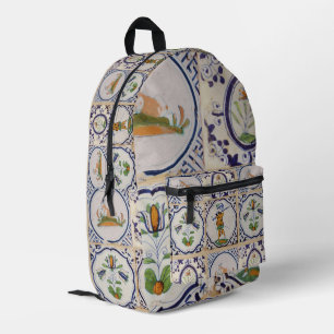 Sac À Dos Imprimé Carreaux de Delft hollandais vintage Art de la pot