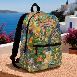 Sac À Dos Imprimé Carreaux floraux de collage de citrus siciliens or