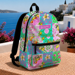 Sac À Dos Imprimé Carreaux floraux de collage de citrus siciliens ro