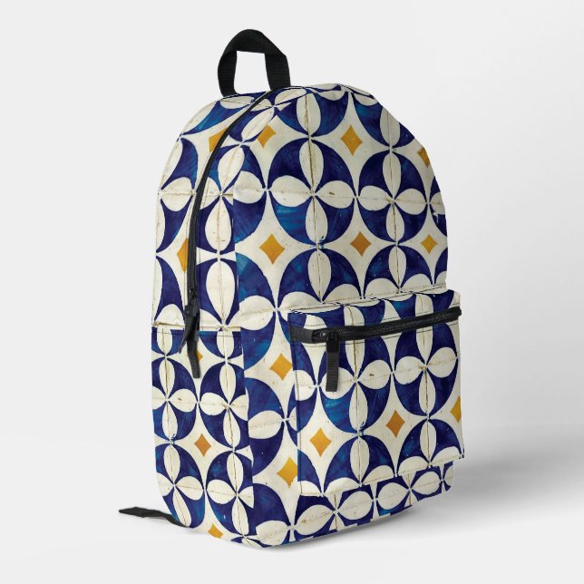 Sac À Dos Imprimé Carreaux portugais - Azulejo Motif Design (Coin arrière gauche)