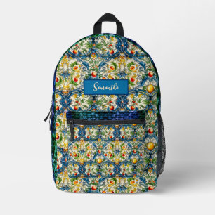 Sac À Dos Imprimé Carrelage bleu d'agrumes méditerranéen sicilien