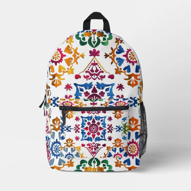 Sac À Dos Imprimé Carrelage en étoile coloré mexicain (Recto)