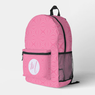 Sac À Dos Imprimé Carrés ondulés rose clair Initiale personnalisée