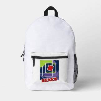 Sac À Dos Imprimé Carrés rebelles Abstraits verts et violets avec He