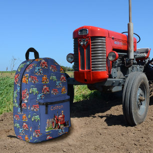 Sac À Dos Imprimé Cartable personnalisé pour enfants avec tracteurs 