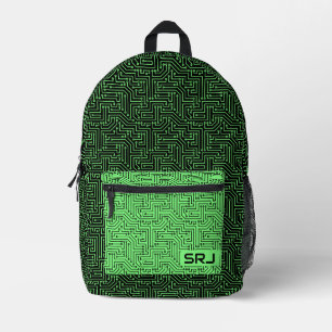 Sac À Dos Imprimé Carte de circuit Neon Vert noir Monogramme personn