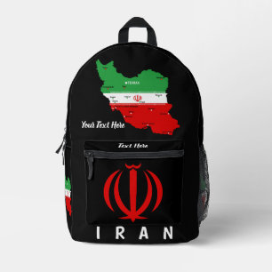 Sac À Dos Imprimé Carte de l'Iran avec drapeau et emblème